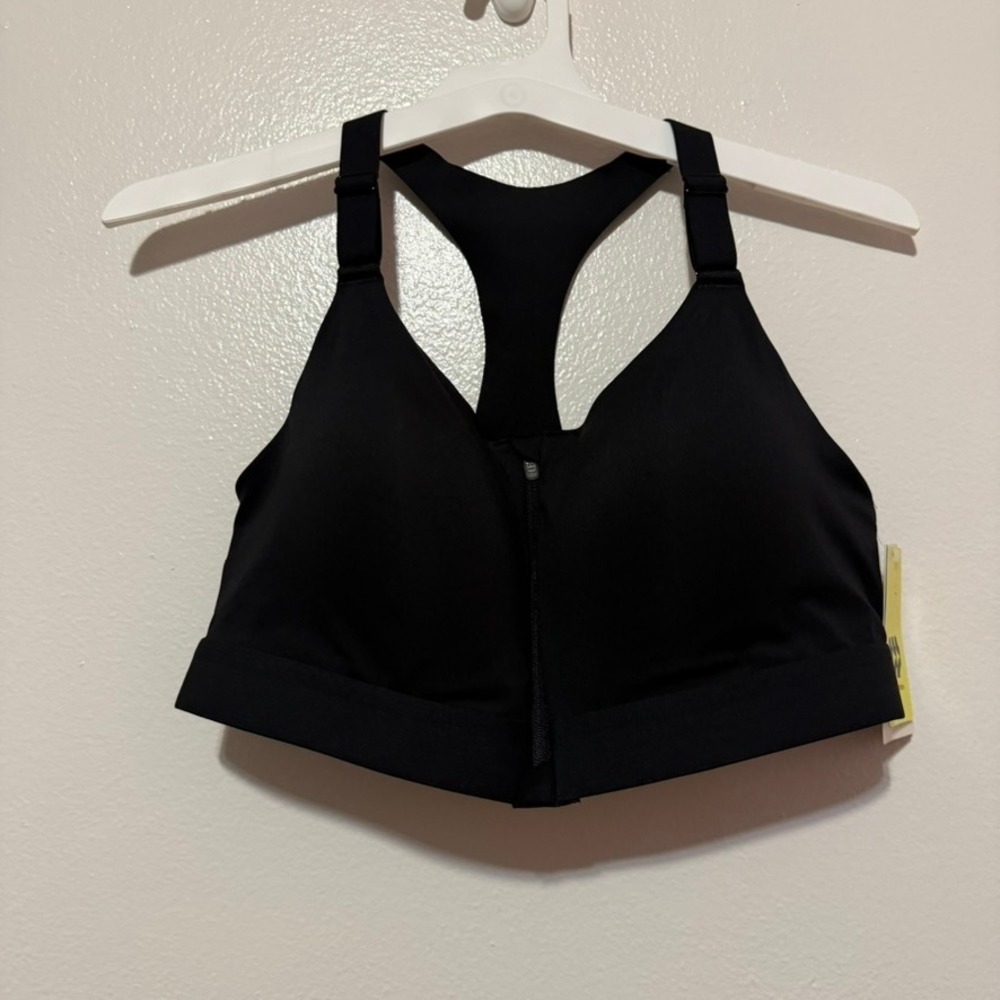 All in Motion Womens High Support Front Zip Sports Bra Black 40C NWT
